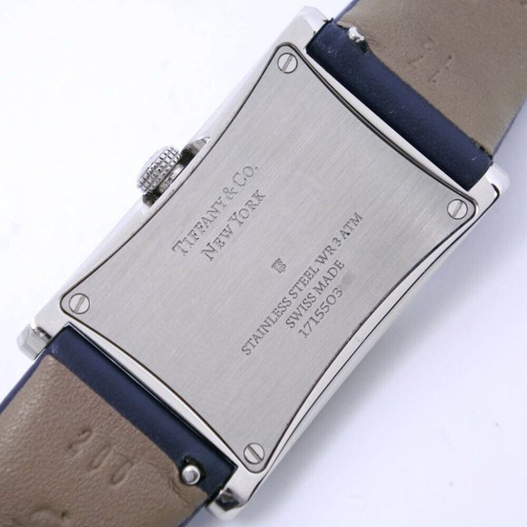 TIFFANY&Co. East West Mini Watches Navy Stainless Steel/leather - Picture 6 of 11